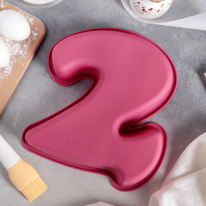 Форма для выпечки "Большая цифра два" 25х22х5 см, цвета МИКС