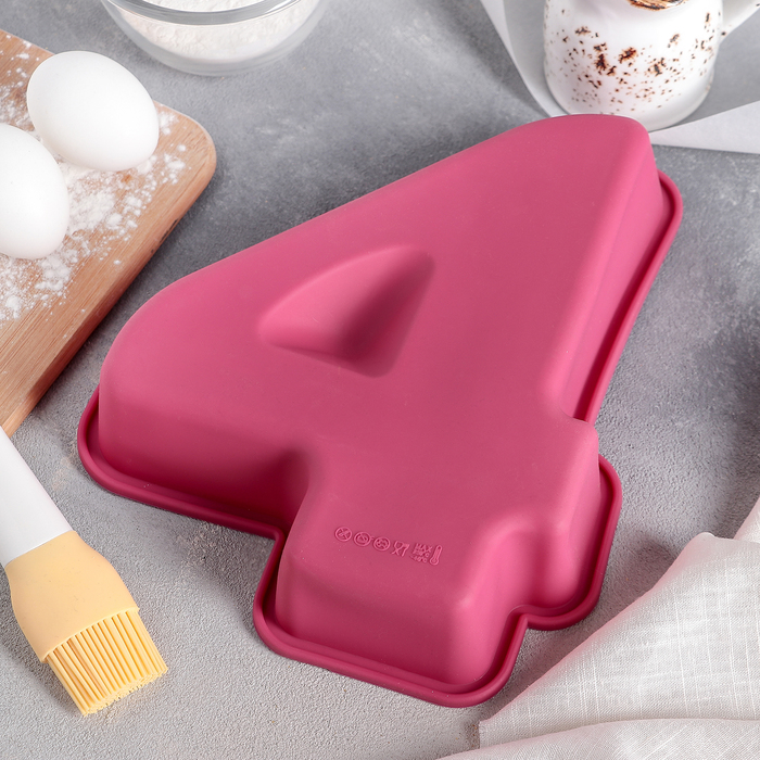 Форма для выпечки "Большая цифра четыре" 25х22х5 см, цвета МИКС