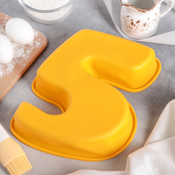 Форма для выпечки "Большая цифра пять" 25х22х5 см, цвета МИКС