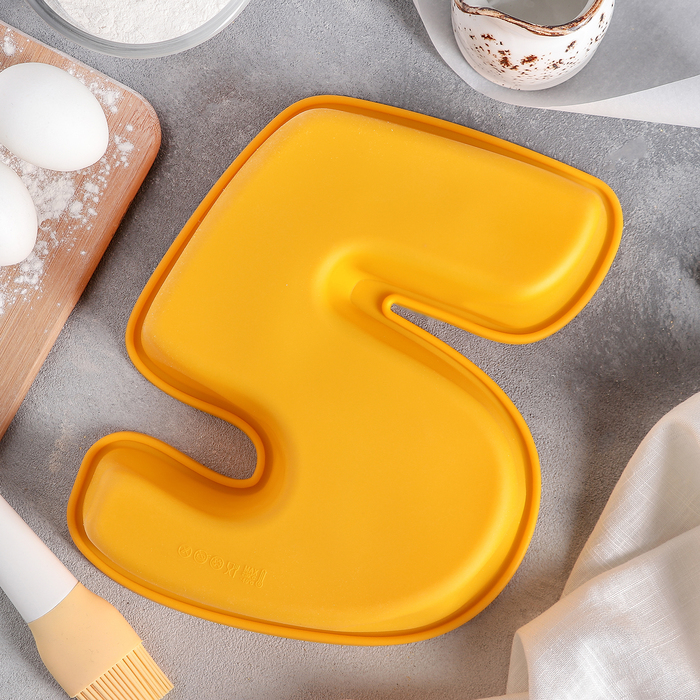 Форма для выпечки "Большая цифра пять" 25х22х5 см, цвета МИКС