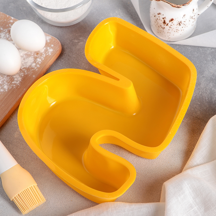 Форма для выпечки "Большая цифра пять" 25х22х5 см, цвета МИКС