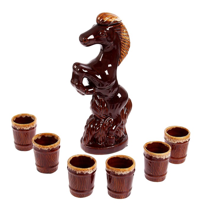 Штоф с рюмками "Конь" 7 предметов, 1 л/ 0,1 л