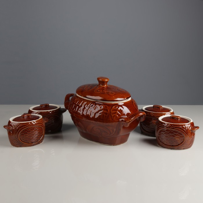 Набор для запекания "Для гостей" жаровня 3,2 л, 4 горшка 0,6 л