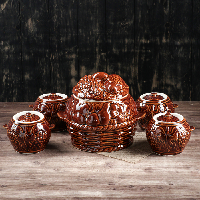 Набор для запекания "Ассорти" жаровня 3 л, 4 горшка 0,5 л