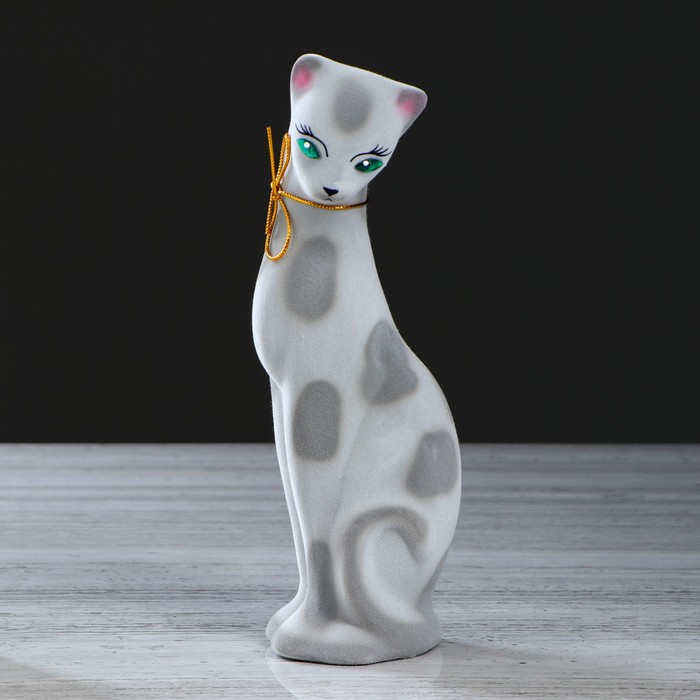 Копилка "Багира" малая, флок, серый леопард