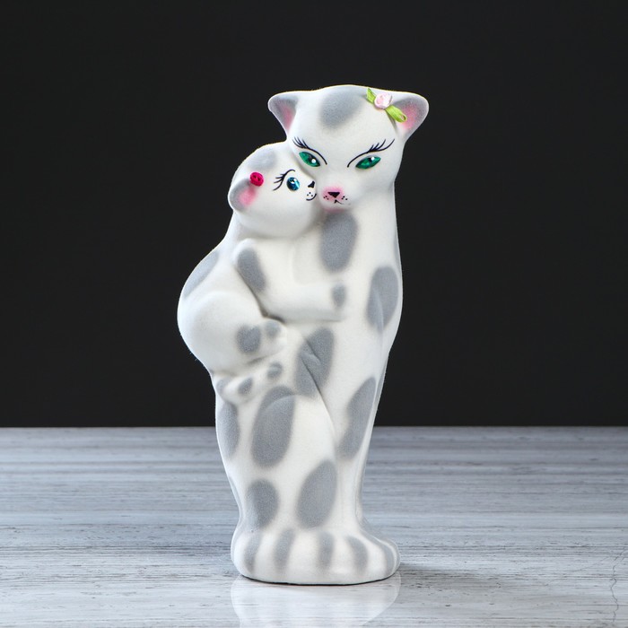 Копилка "Багира мама" малая, флок, белый леопард