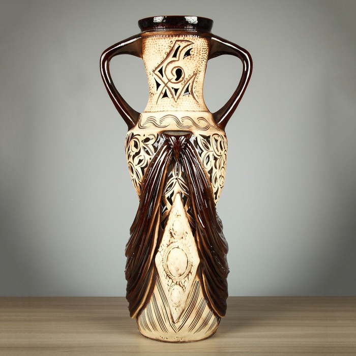 Ваза напольная "Вуаль" ажур, коричневая, микс