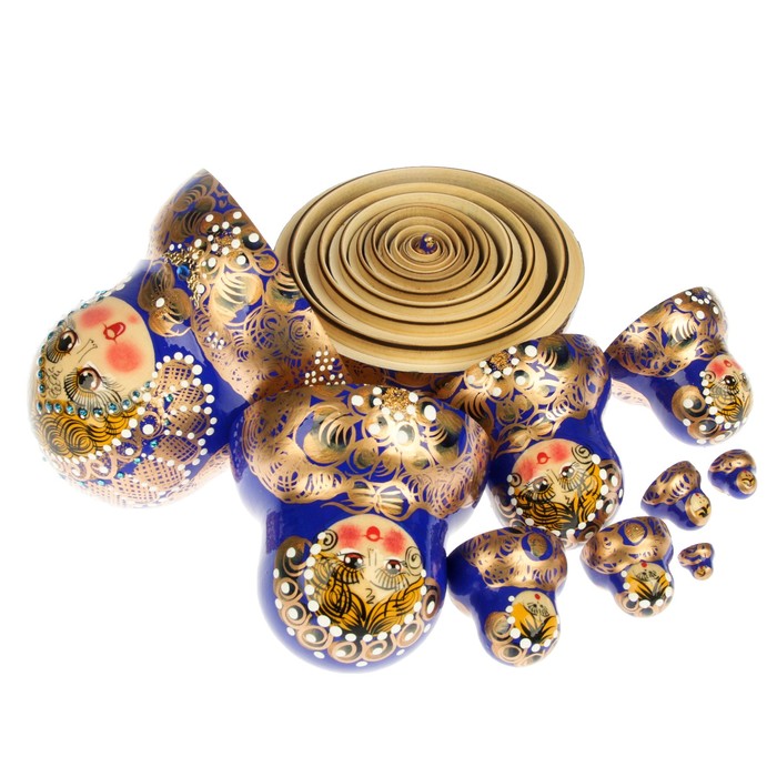 Матрёшка «Русская краса», с цветком на донышке, 10 кукольная, 14 см, люкс