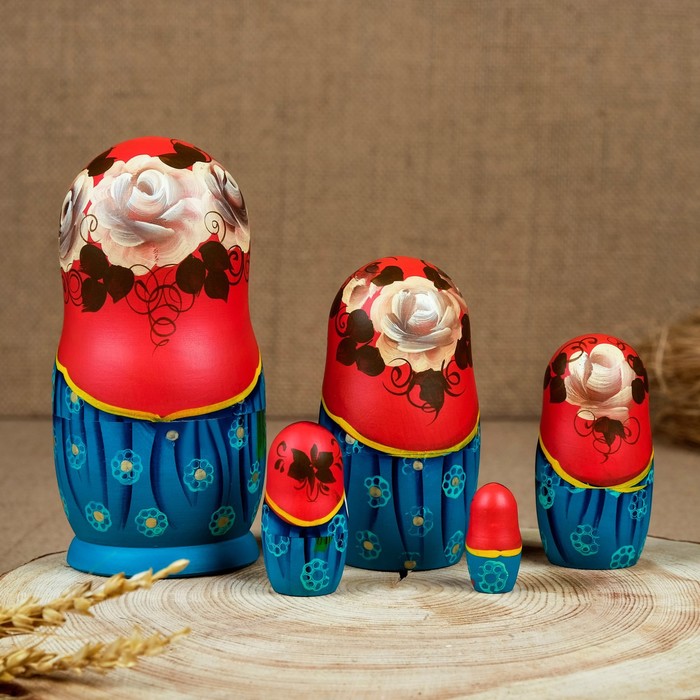 Матрёшка «Мордашка», зелёный платок, 5 кукольная, 17 см, люкс