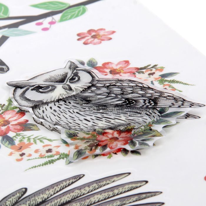 Наклейка многослойная "Совушка на ветке", МИКС