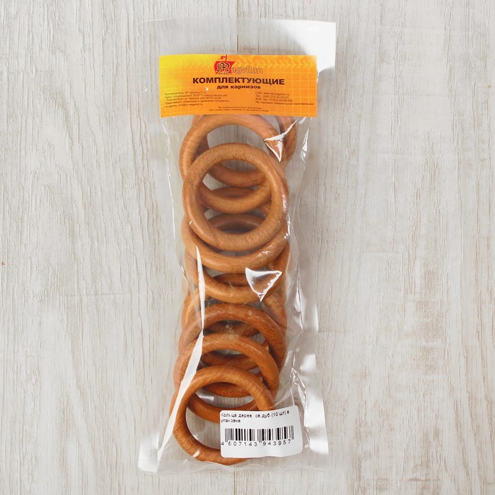 Кольцо для крепления штор, d=28мм, цвет светлый дуб