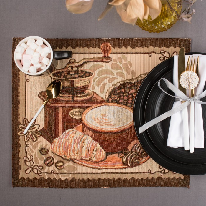 Салфетка "Кофейное панно" 32 х 40 см, гобелен 95% п/э, 5% хлопок