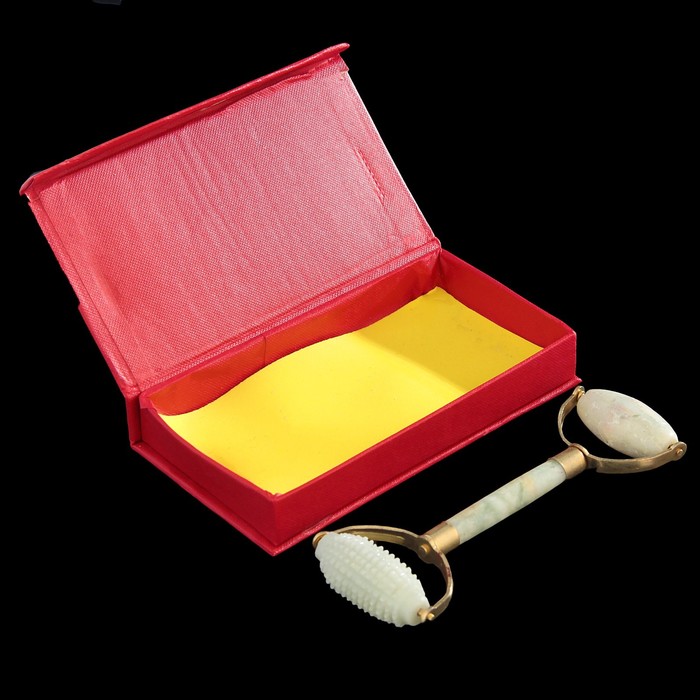 Массажёр гладкий+ еж, обычный, нефрит