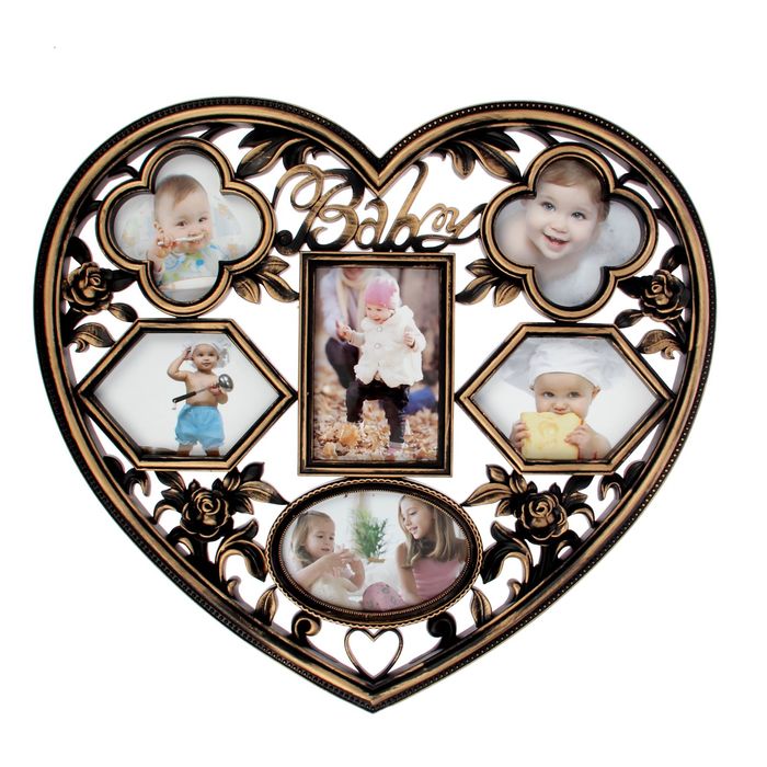 Фоторамка "Детство" на 6 фото 10х15 см, 12х12 см, под золото