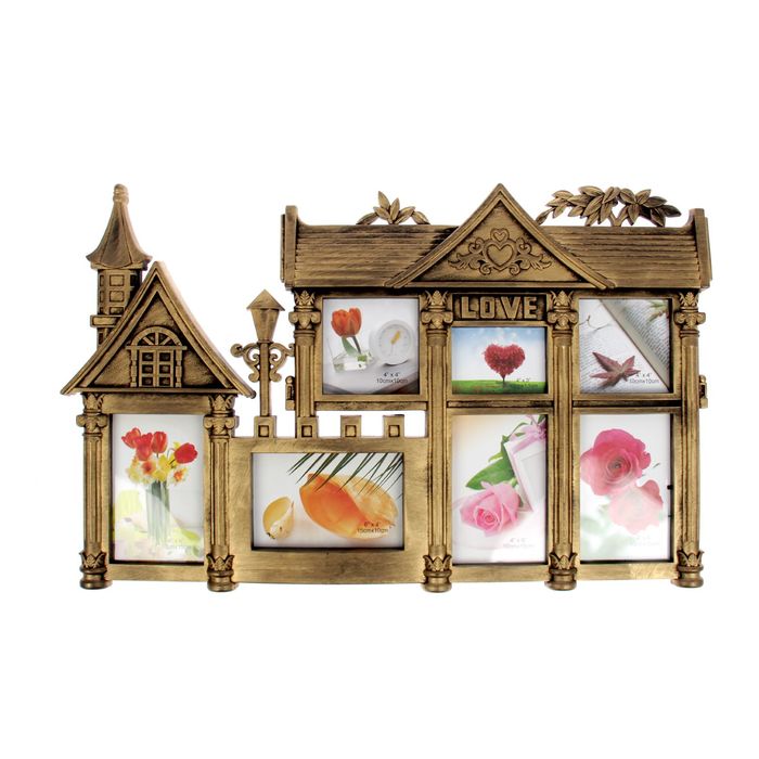 Фоторамка "Семейный особняк" на 7 фото 10х15 см, 10х10 см, 10х7.5 см, под золото