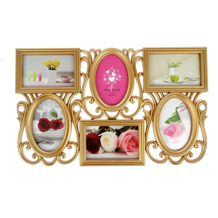 Фоторамка "Стильная" на 6 фото 10х15 см, под золото