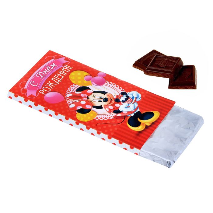 Обертка для шоколада "С Днем рождения" Минни Маус, 18,2 х 15,5 см