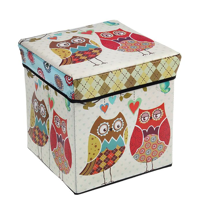 Пуф складной 30х30х31 см "Влюбленные совушки"