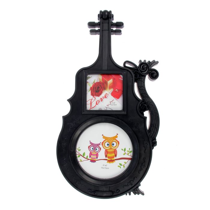 Фоторамка "Домра" на 2 фото 10х10 см, 15х15 см, чёрная