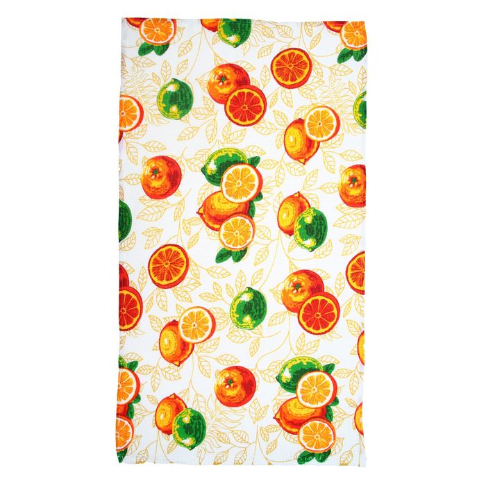 Полотенце вафельное набивное "Апельсины" 40х70 см 160 гр/м хлопок