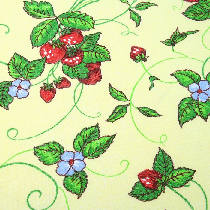 Полотенце вафельное набивное "Клубника", желтый 40х70 см 160 гр/м хлопок