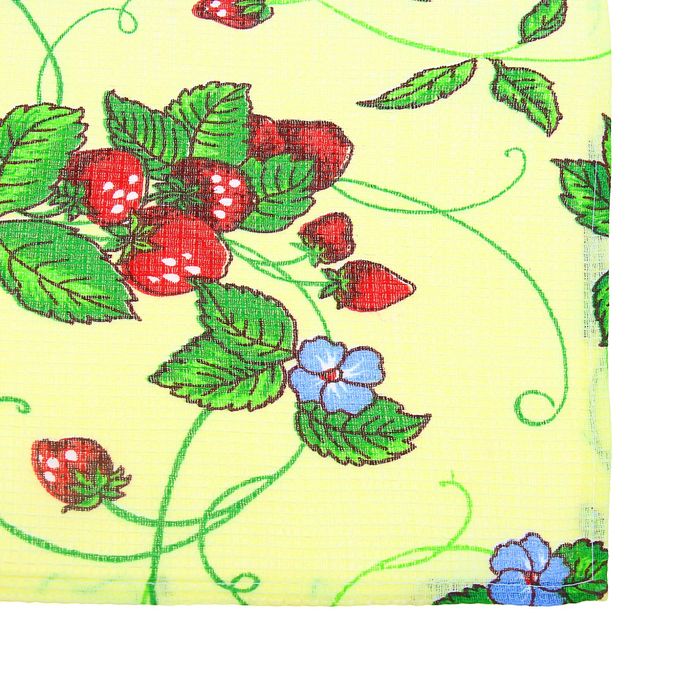 Полотенце вафельное набивное "Клубника", желтый 40х70 см 160 гр/м хлопок