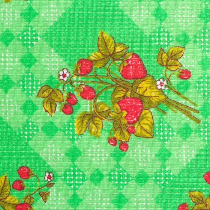 Полотенце вафельное набивное "Клубника", 40х70 см, цвет зеленый, принт МИКС