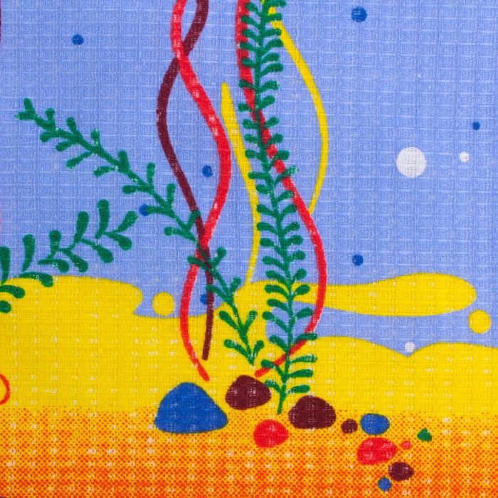 Полотенце вафельное набивное "Морской", 40х70 см, голубой,160 гр/м, 100% хлопок