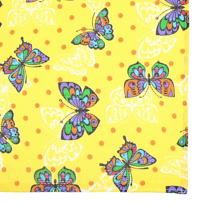 Полотенце вафельное набивное Бабочки 3 40х70 см 160 гр/м хлопок