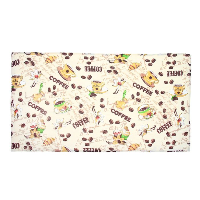 Полотенце вафельное набивное "Кофе", 40х70 см, бежевый, 160 гр/м, 100% хлопок