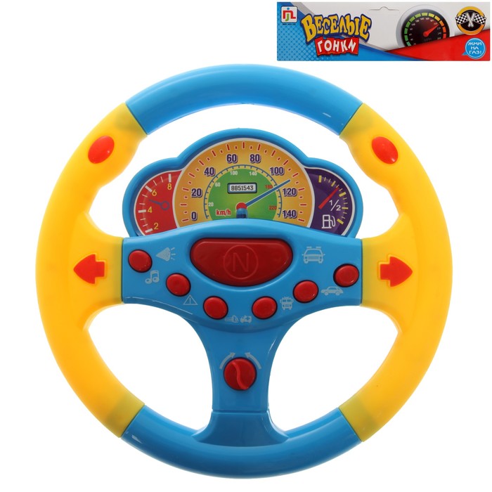 Руль музыкальный "Весёлые гонки", звуковые эффекты, русская озвучка, МИКС