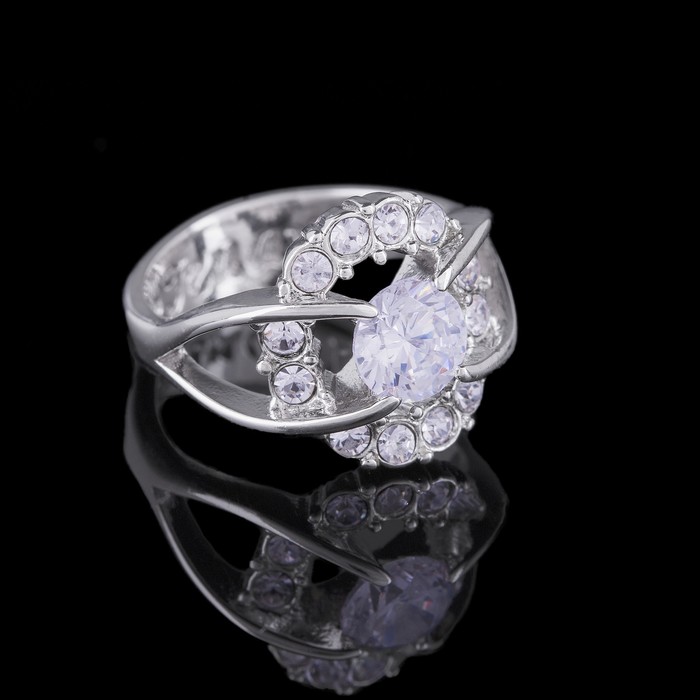 Кольцо "Фрате", размер 16, цвет белый в серебре