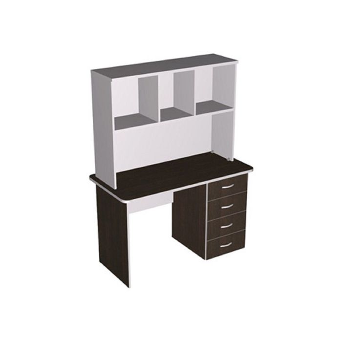Стол письменный с тумбой левый с надставкой 2-ярусной, венге/серый ПСт1.16Л + ПН2.16