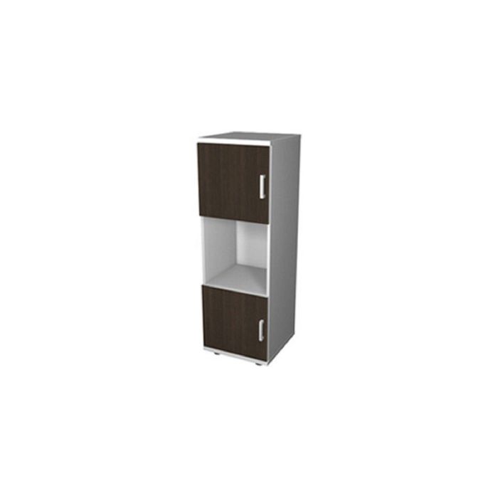 Шкаф-стеллаж  трёхярусный односекционный с двумя дверями, венге/серый ПШС3.1 + ПД1(2шт)