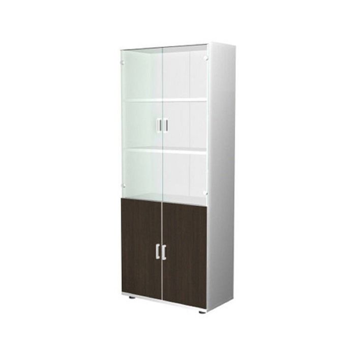 Шкаф-стеллаж пятиярусный двухсекционный с дверями, венге/серый ПШС5.2 +ПД2(2шт) + ПДС3(2шт)