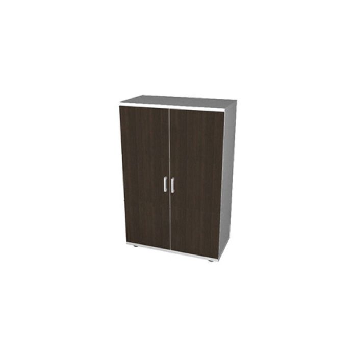 Шкаф-стеллаж  трёхъярусный двухсекционный с двумя дверями, венге/серый ПШС3.2 + ПД3(2шт)