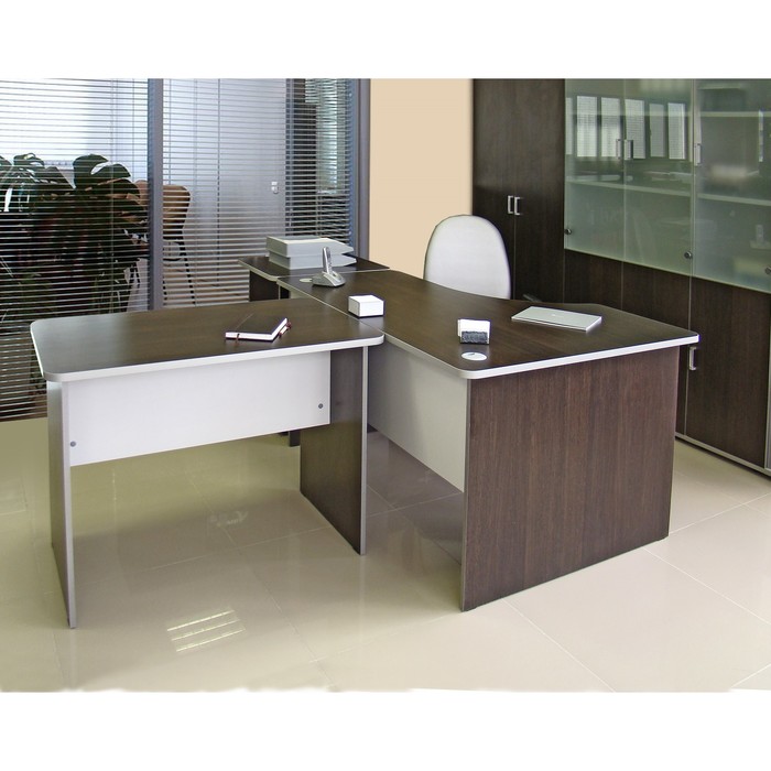 Шкаф-стеллаж пятиярусный двухсекционный с двумя дверями, венге/серый ПШС5.2 + ПД5 (2шт)