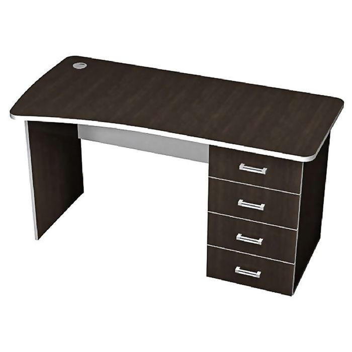 Стол письменный эргономичный с тумбой левый, венге/серый ПСтЭ2.14Л