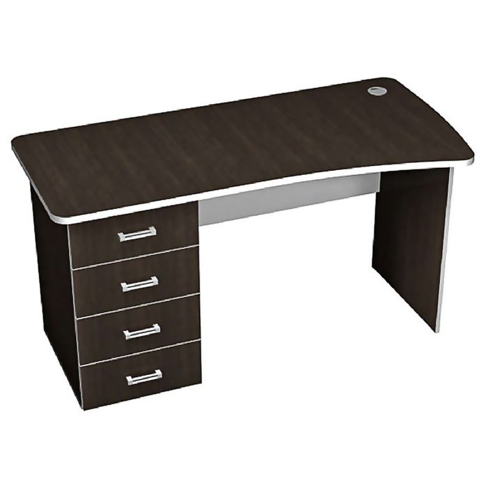 Стол письменный эргономичный с тумбой правый, венге/серый ПСтЭ2.16Пр