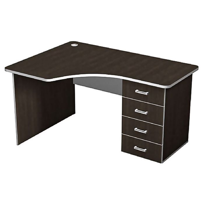 Стол рабочий с тумбой левый, венге/серый ПСРт3.16Л