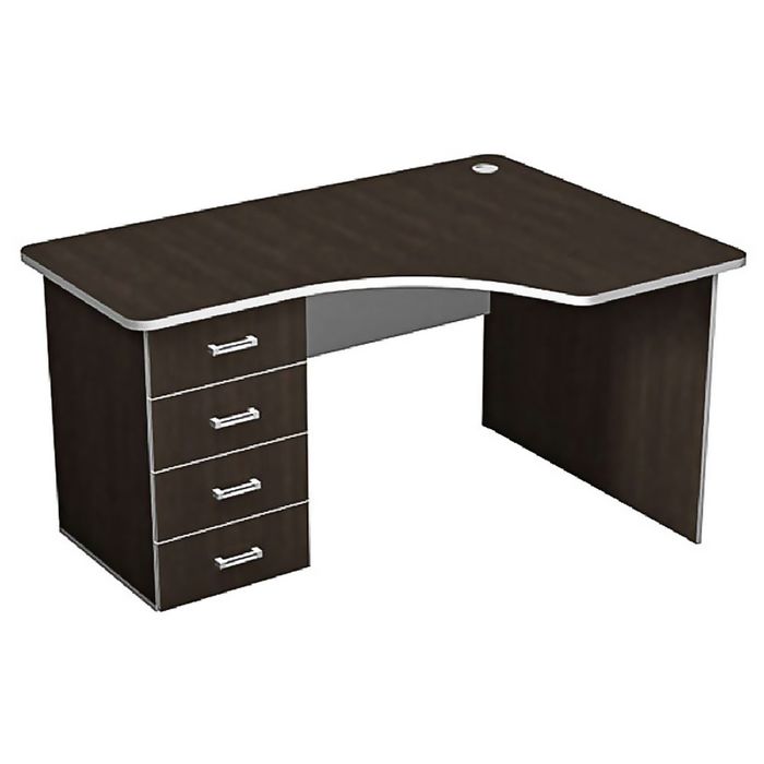 Стол рабочий с тумбой правый, венге/серый ПСРт3.16Пр