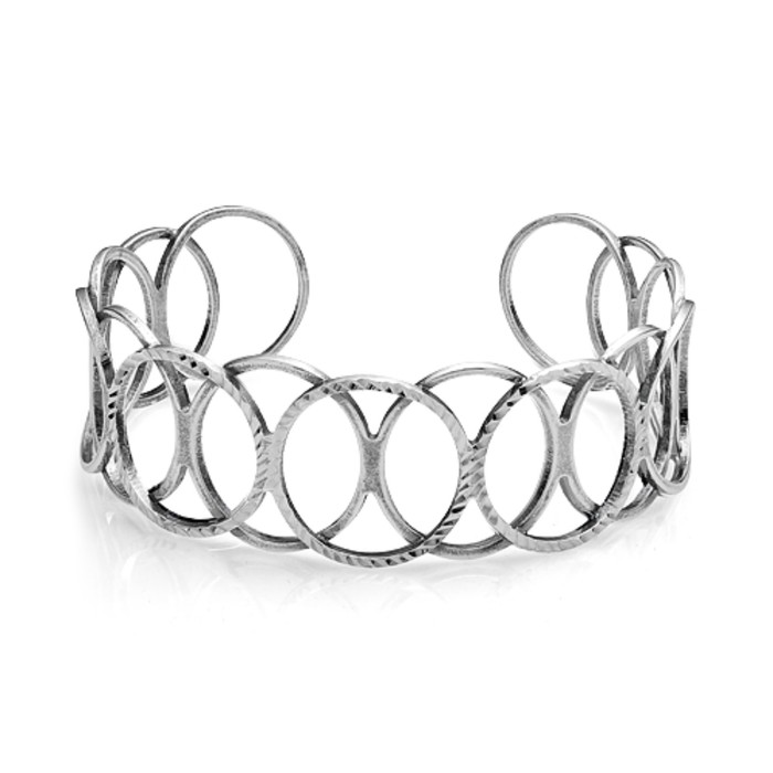 Браслет посеребрение с оксидированием "Круговое сплетение", 21 размер