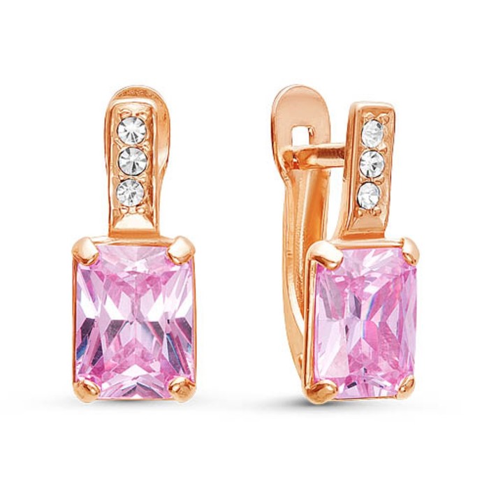 Серьги "На торжество" прямоугольник, позолота