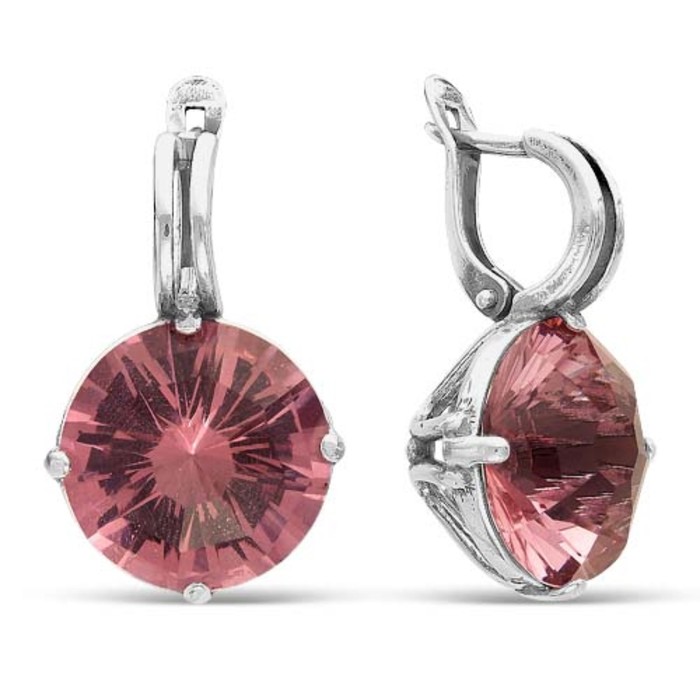 Серьги "Нежность розы", посеребрение с оксидированием