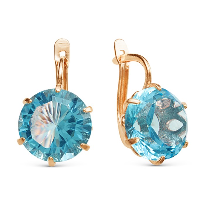 Серьги "Блеск граней", позолота, цвет голубой