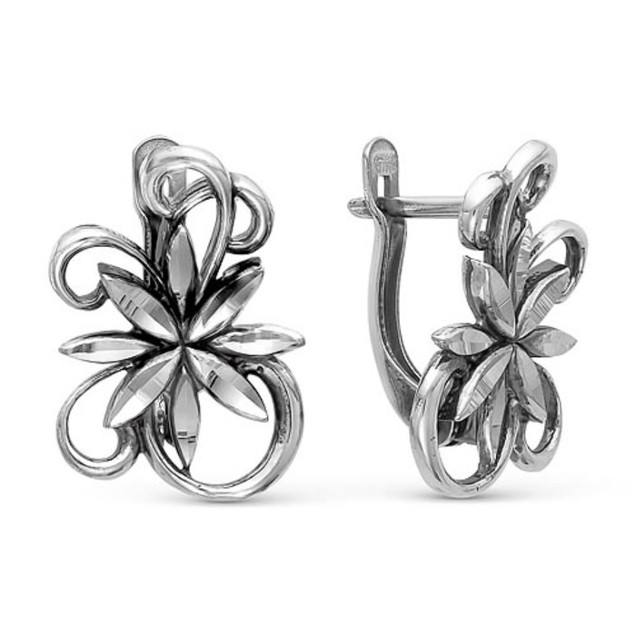 Серьги "Дыхание ветра", посеребрение с оксидированием