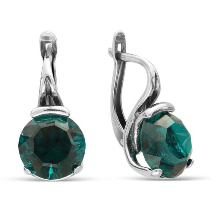 Серьги "Амелия", цвет изумрудный, посеребрение с оксидированием