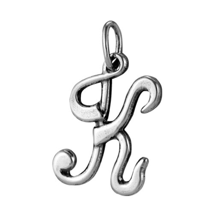 Подвеска "Буква К", посеребрение с оксидированием