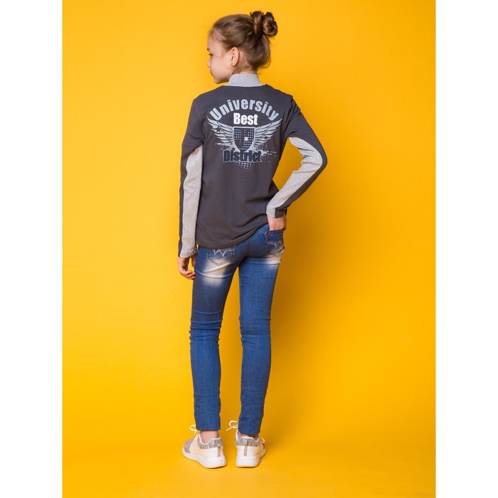 Джемпер для девочки, рост 152 см (80), цвет тёмно-серый/серый меланж (арт. Д 1944-П_П)