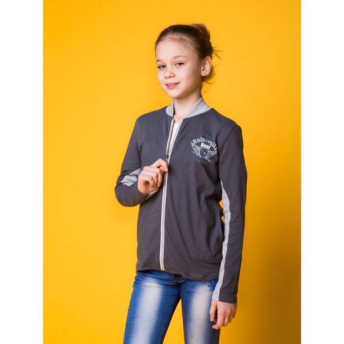 Джемпер для девочки, рост 158 см (84), цвет тёмно-серый/серый меланж (арт. Д 1944-П_П)